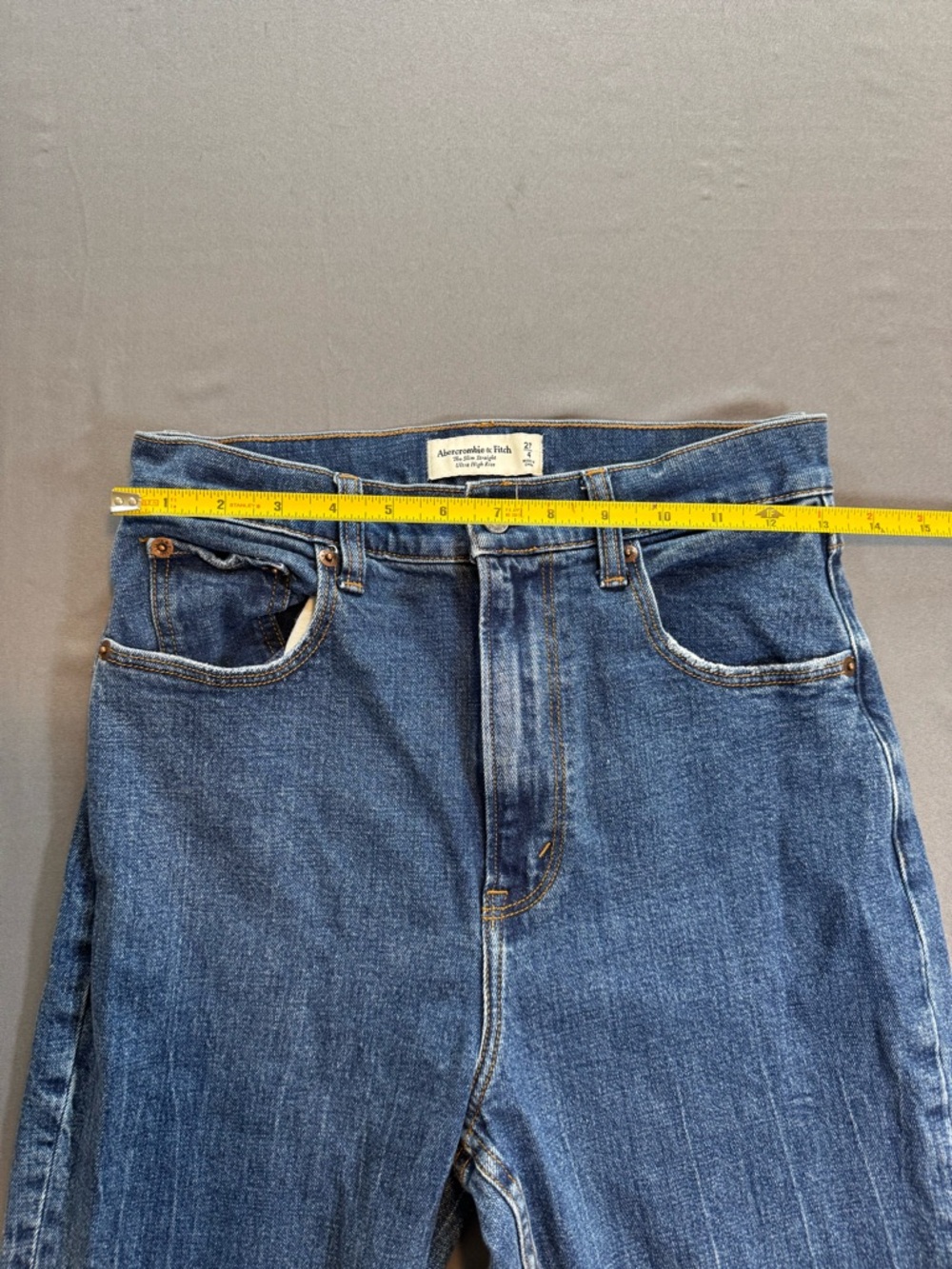 Abercrombie & Fitch Medium Blue High-Rise Straight Jeans - Picture 5 of 6